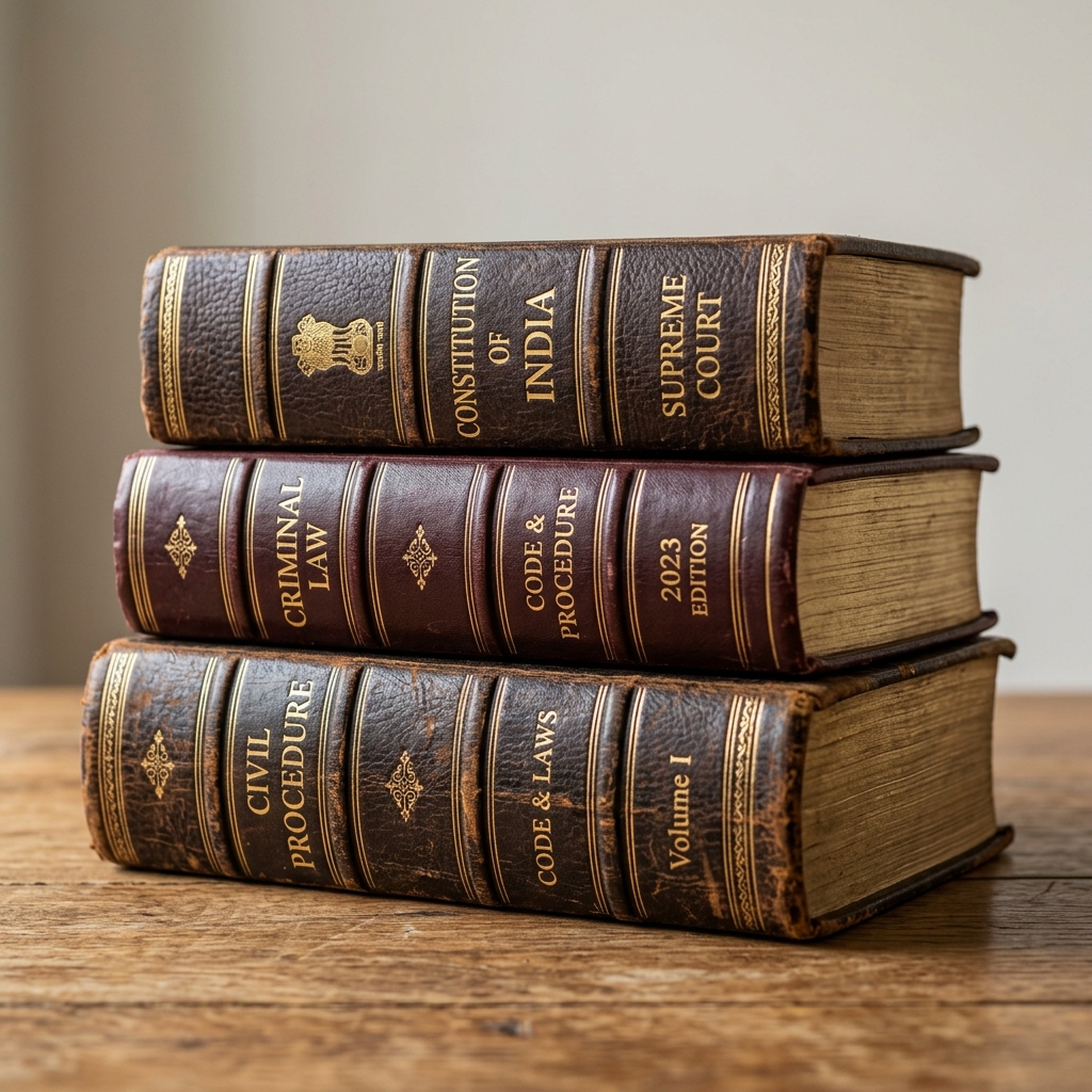 Constitution of India, Criminal Law & Civil Procedure Stacked Books